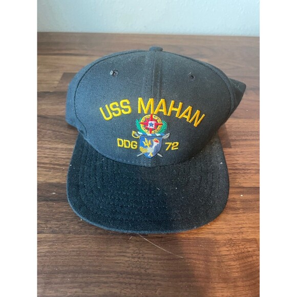 USS Mahan DDG 72 Black Baseball Cap New Era Strapback Hat USA Plankowner - Picture 1 of 6